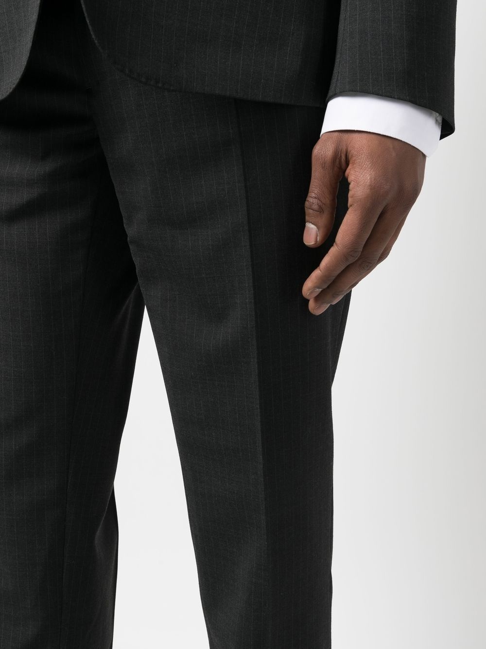 pinstripe-pattern three-piece suit - 5