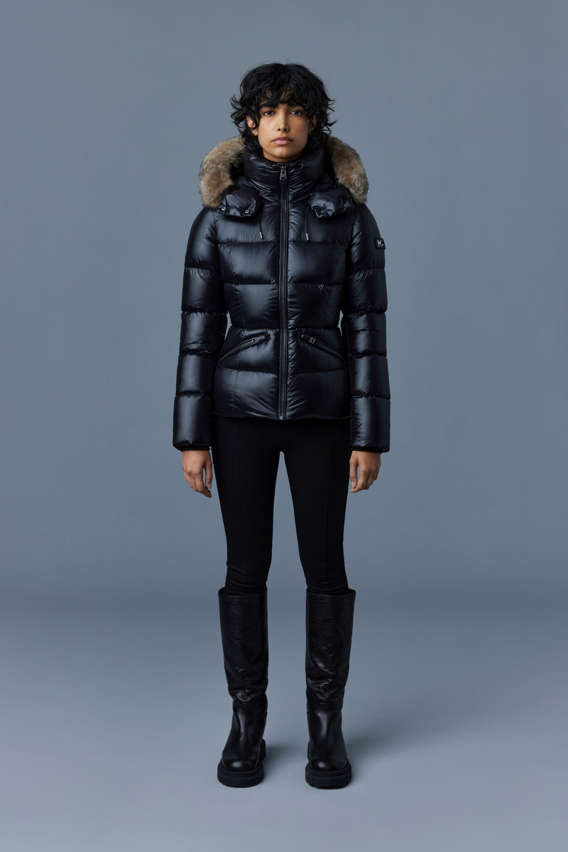 MACKAGE MADALYN lustrous light down jacket with shearling outlook