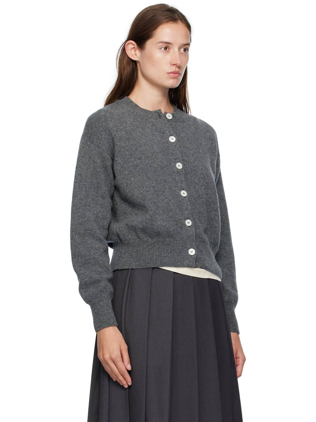 Gray Ada Crewneck Cardigan - 2