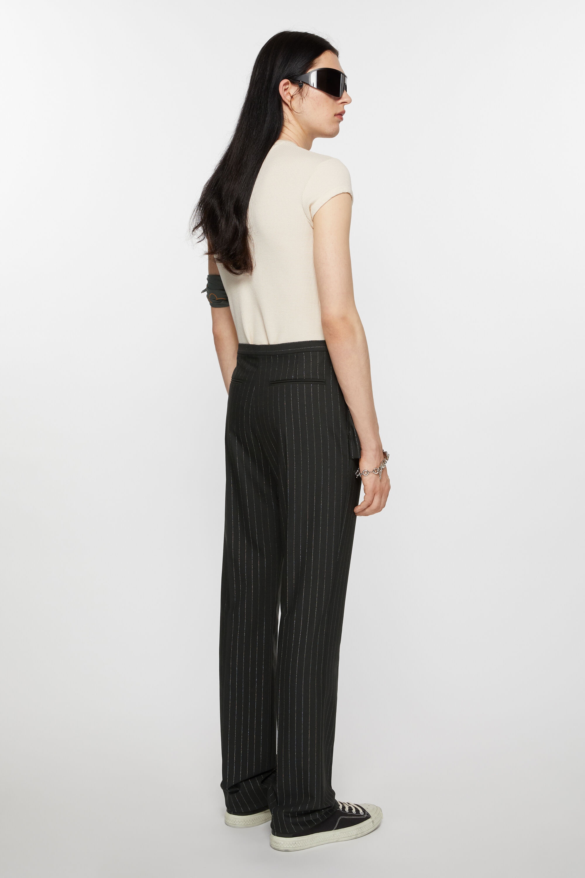 Tailored pinstripe trousers - Black - 4