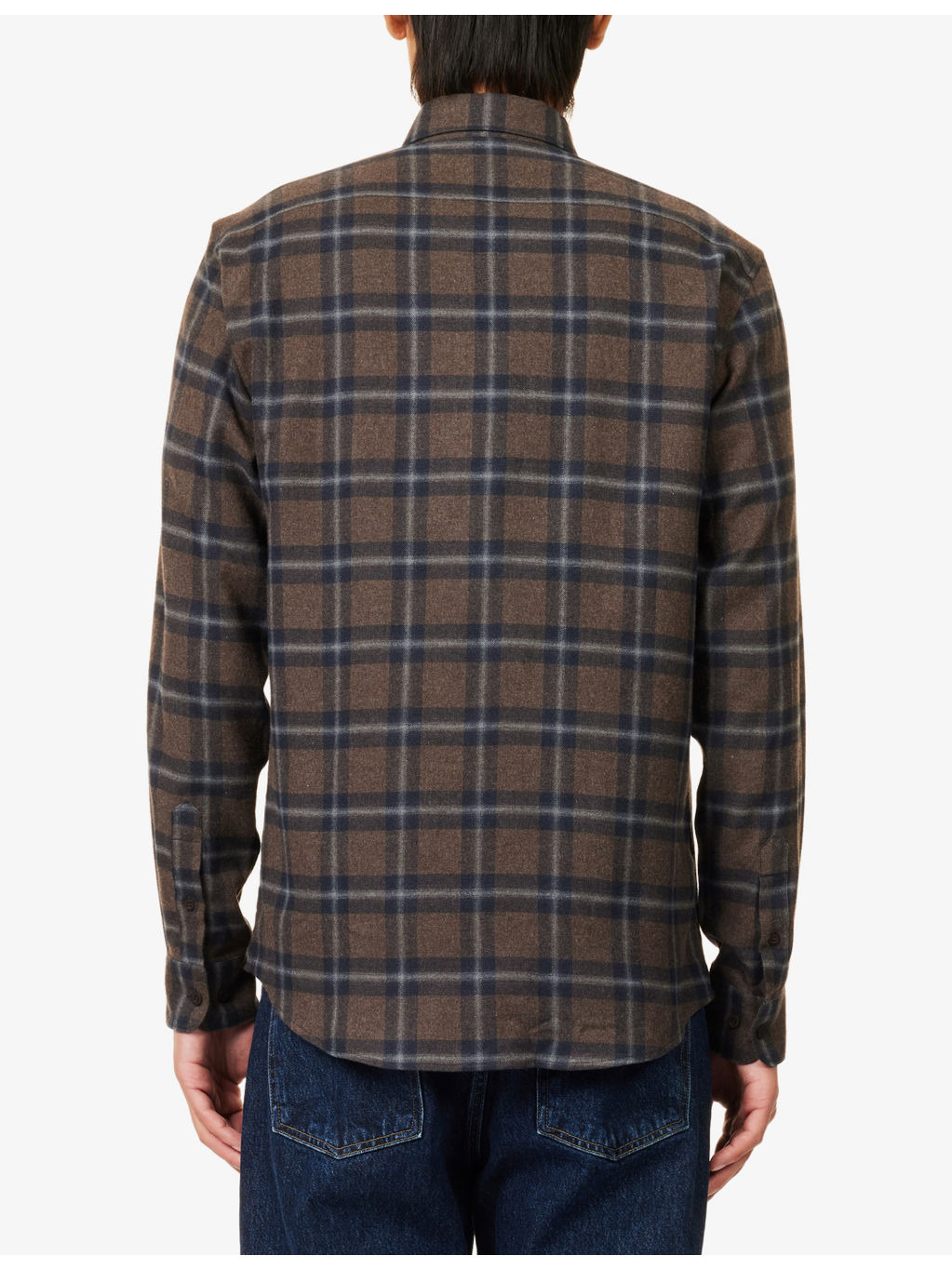 Brushed Checked Cotton Flannel Shirt - 4
