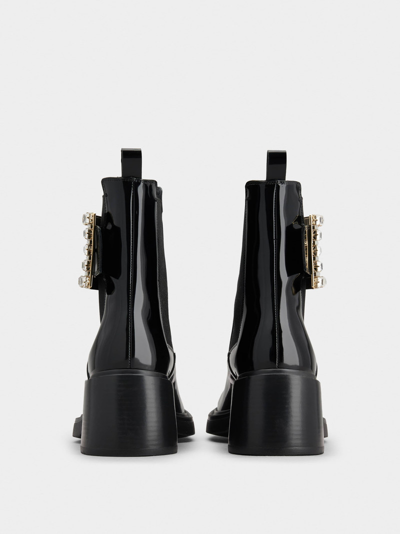 Roger Vivier Viv' Rangers Strass Buckle Chelsea Ankle Boots in Leather outlook