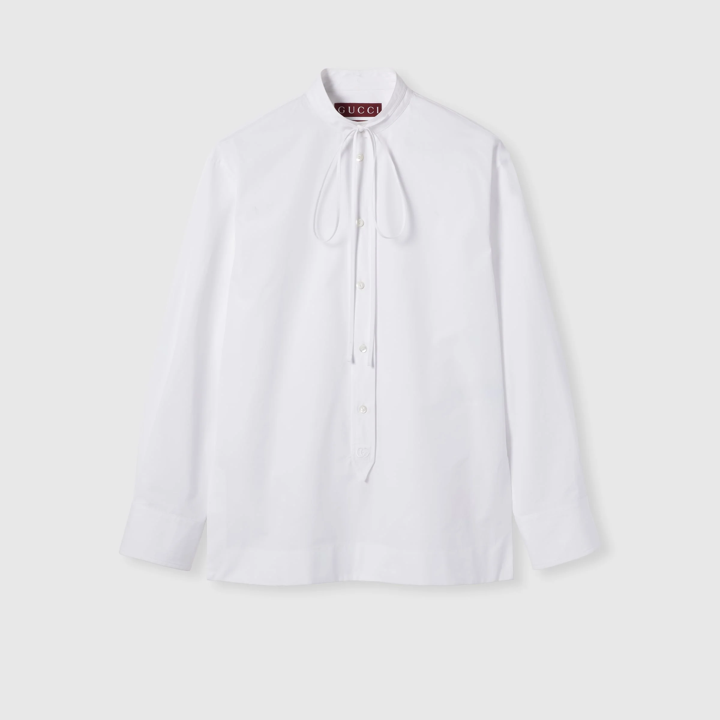 Cotton poplin shirt with embroidery - 1