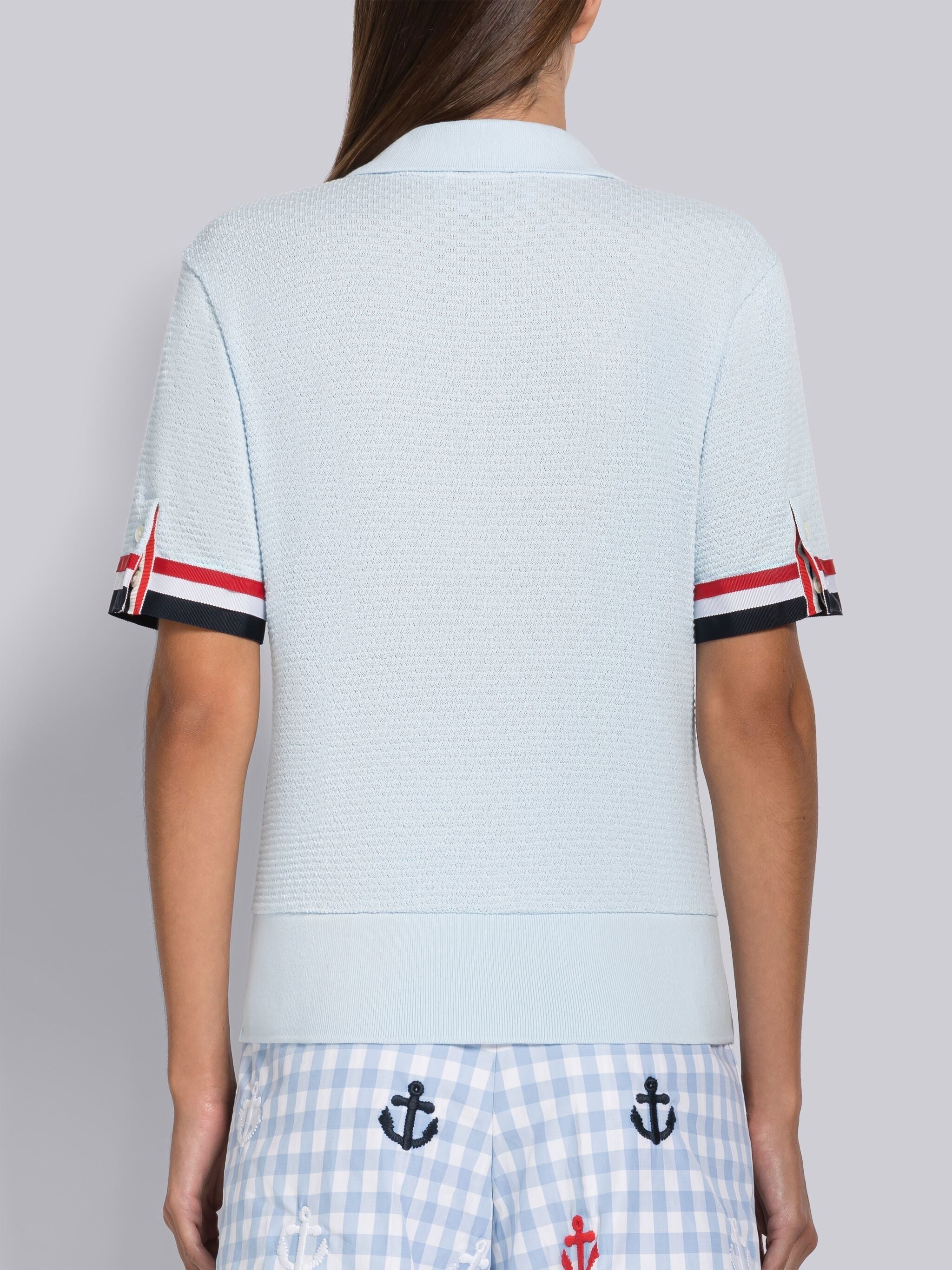 Cotton Tuck Grosgrain Cuff Round Collar Polo - 3