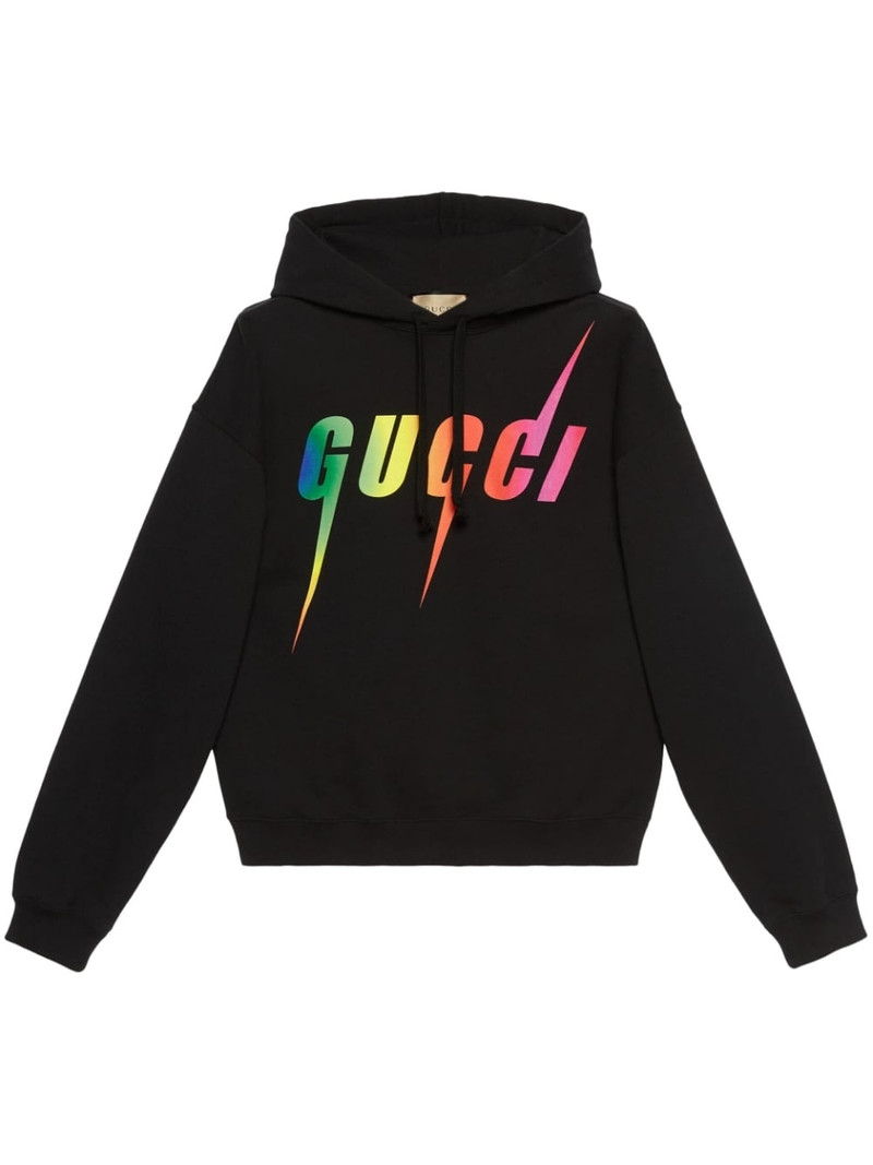 logo-print cotton hoodie - 1