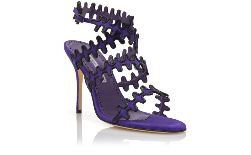 Purple Suede Ankle Strap Sandals 3