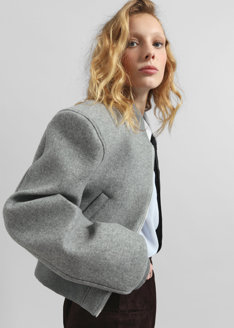 Glane Padded Wool Bomber Jacket - Grey Melange 6