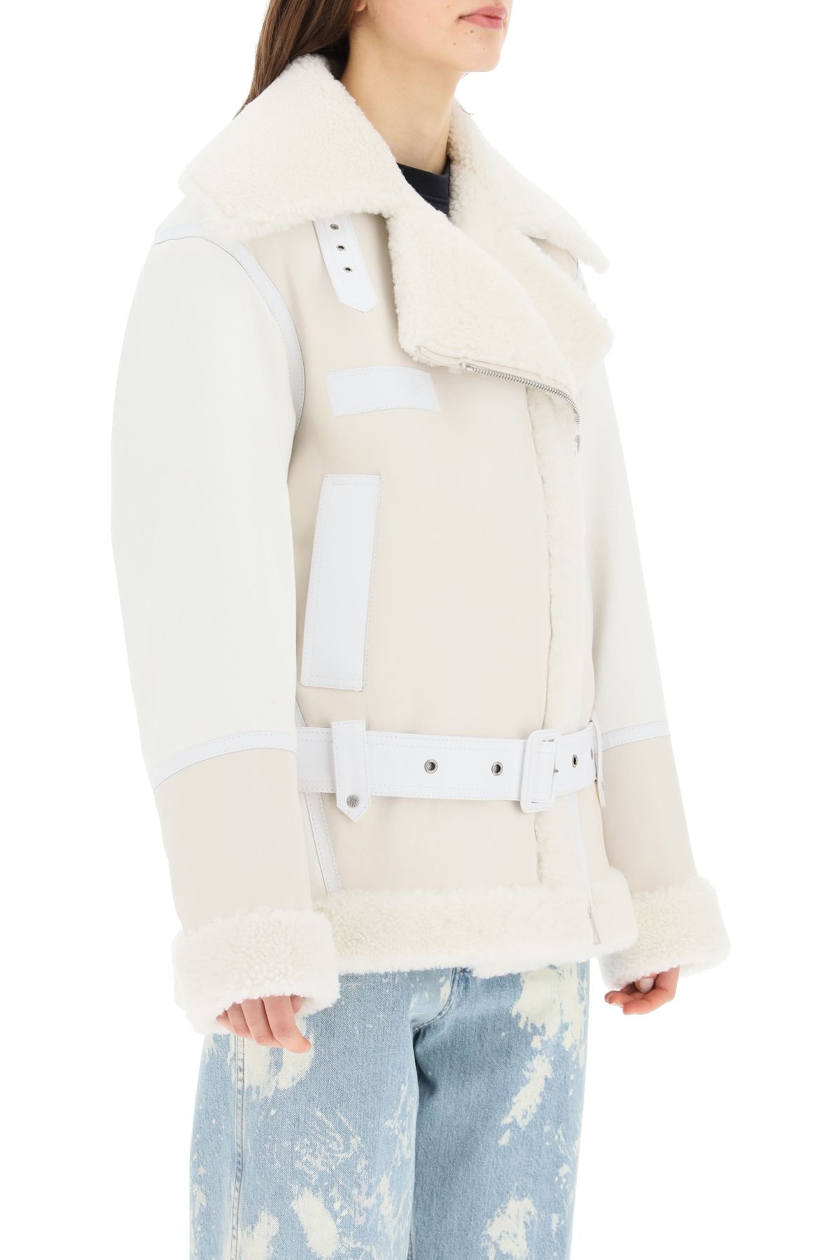 COTTON JACKET WITH NAPPA AND SHEARLING INSERTS - 3