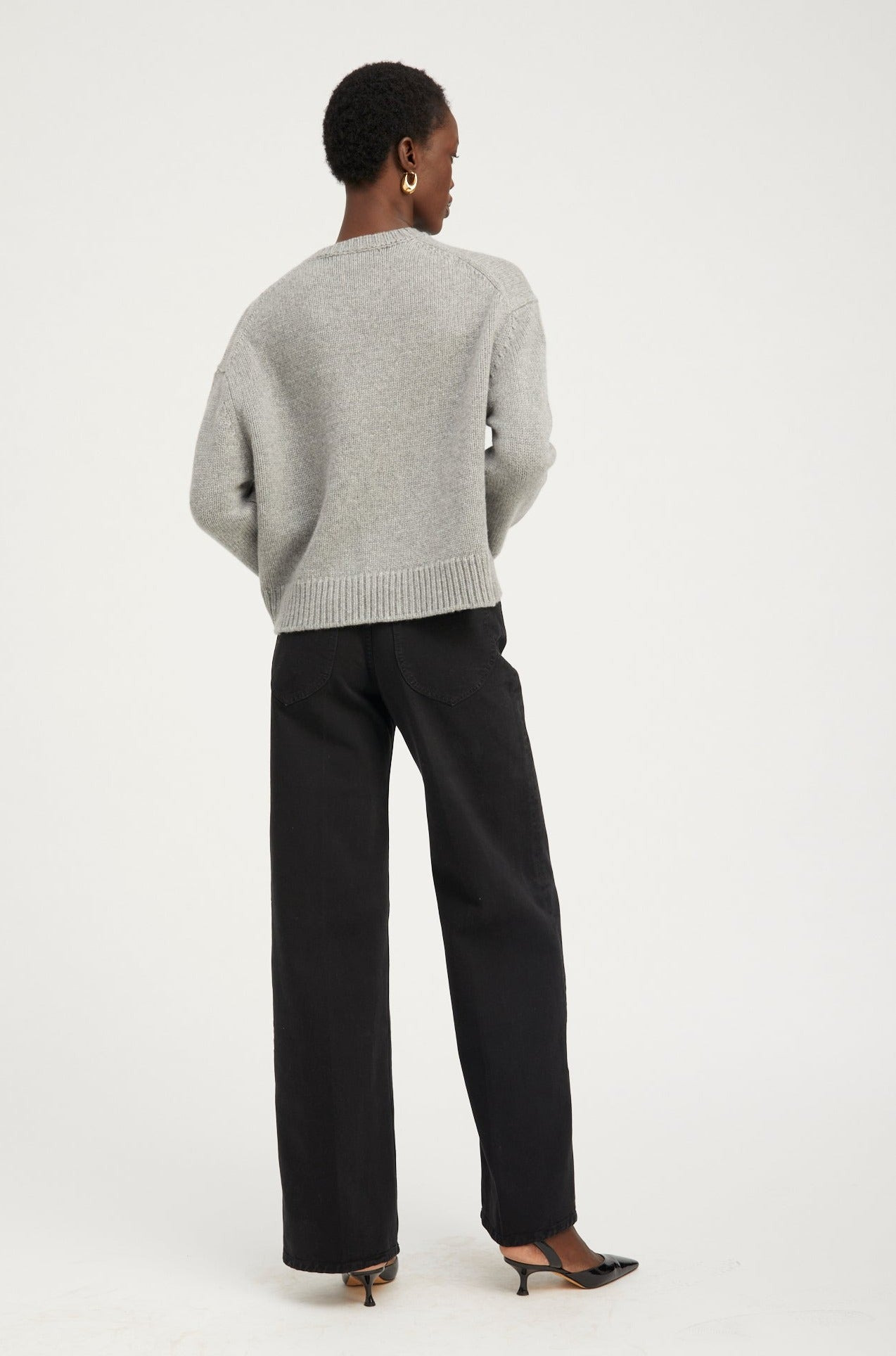 GREY HEAVY CASHMERE SWEATER - 4