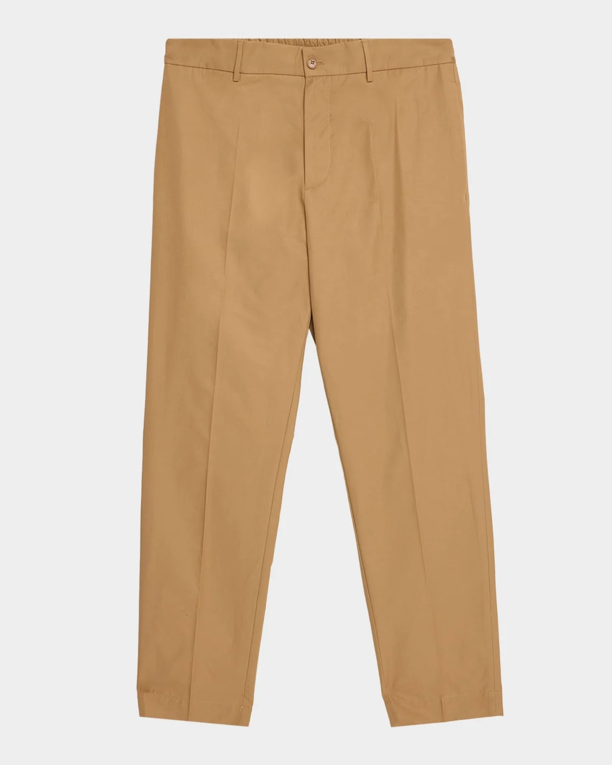 Men's Cotton Leather-Trim Straight Leg Trousers - 1