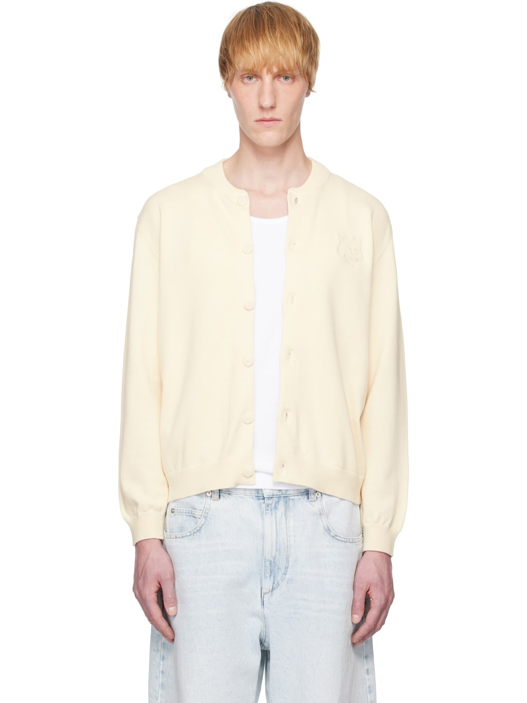 Off-White Bold Fox Head Embroidered Knitted Cardigan - 1