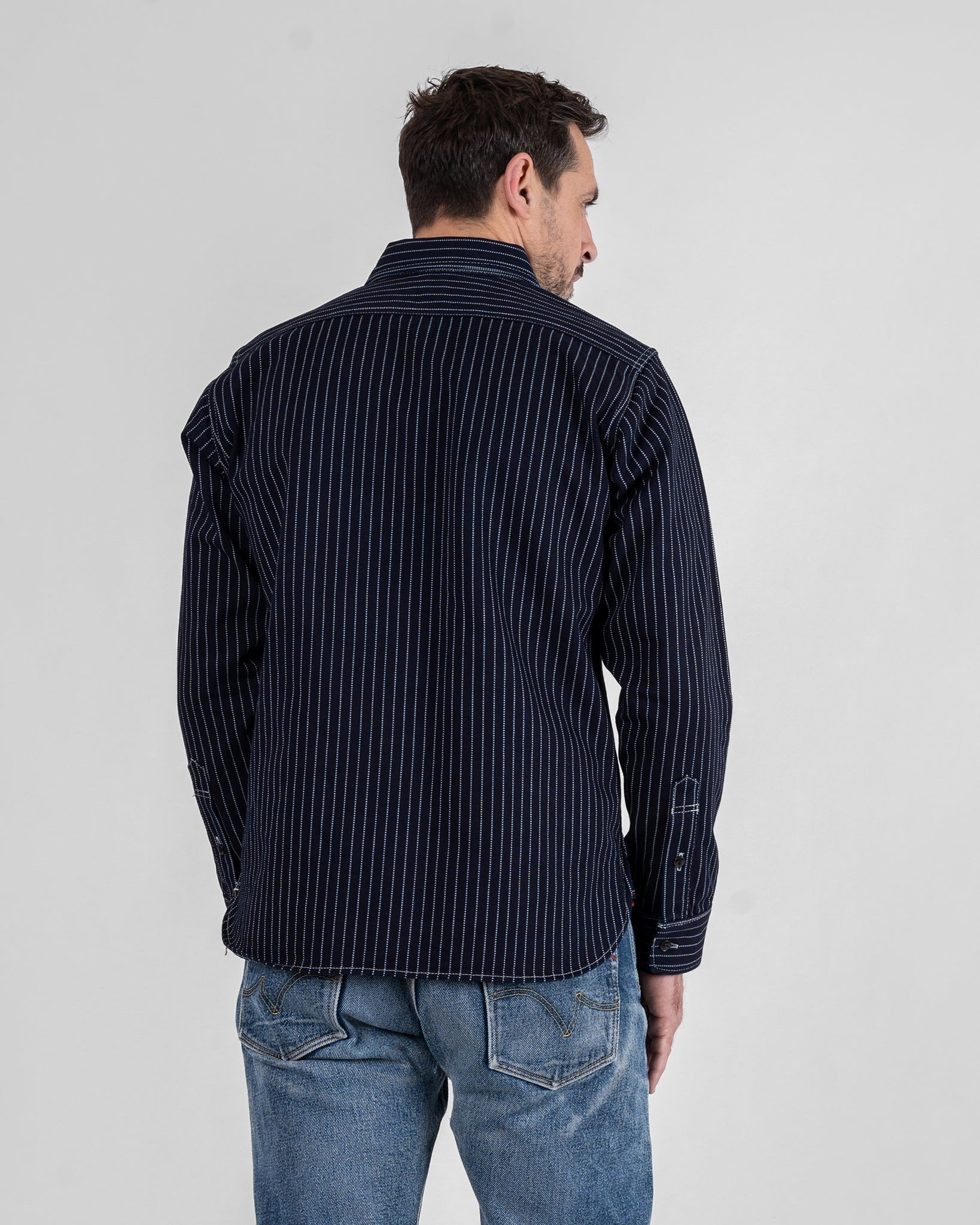 IHSH-266-IND 12oz Wabash Work Shirt - Indigo with Black Buttons - 4