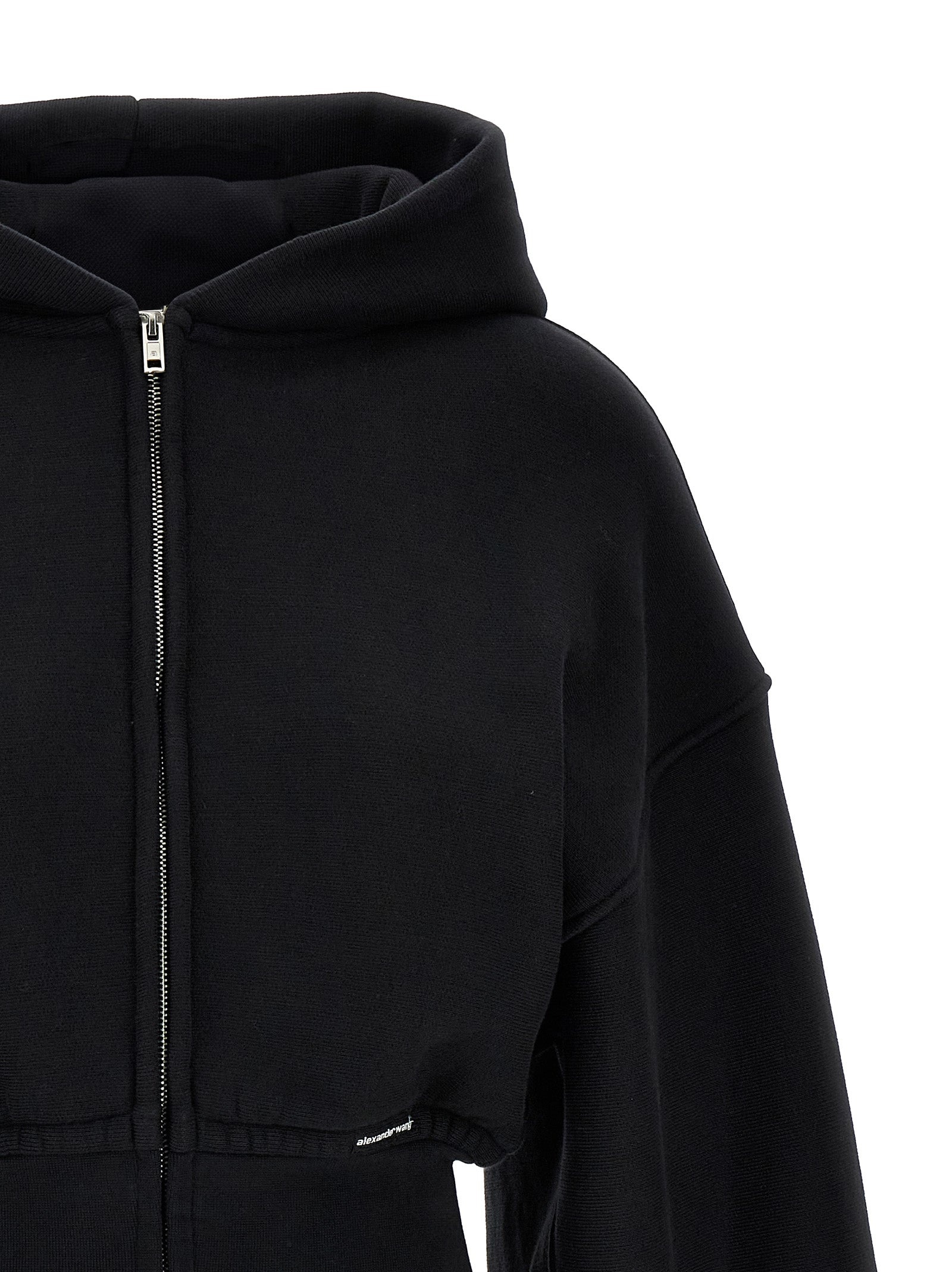 Cropped Hoodie Sweatshirt Black - 3