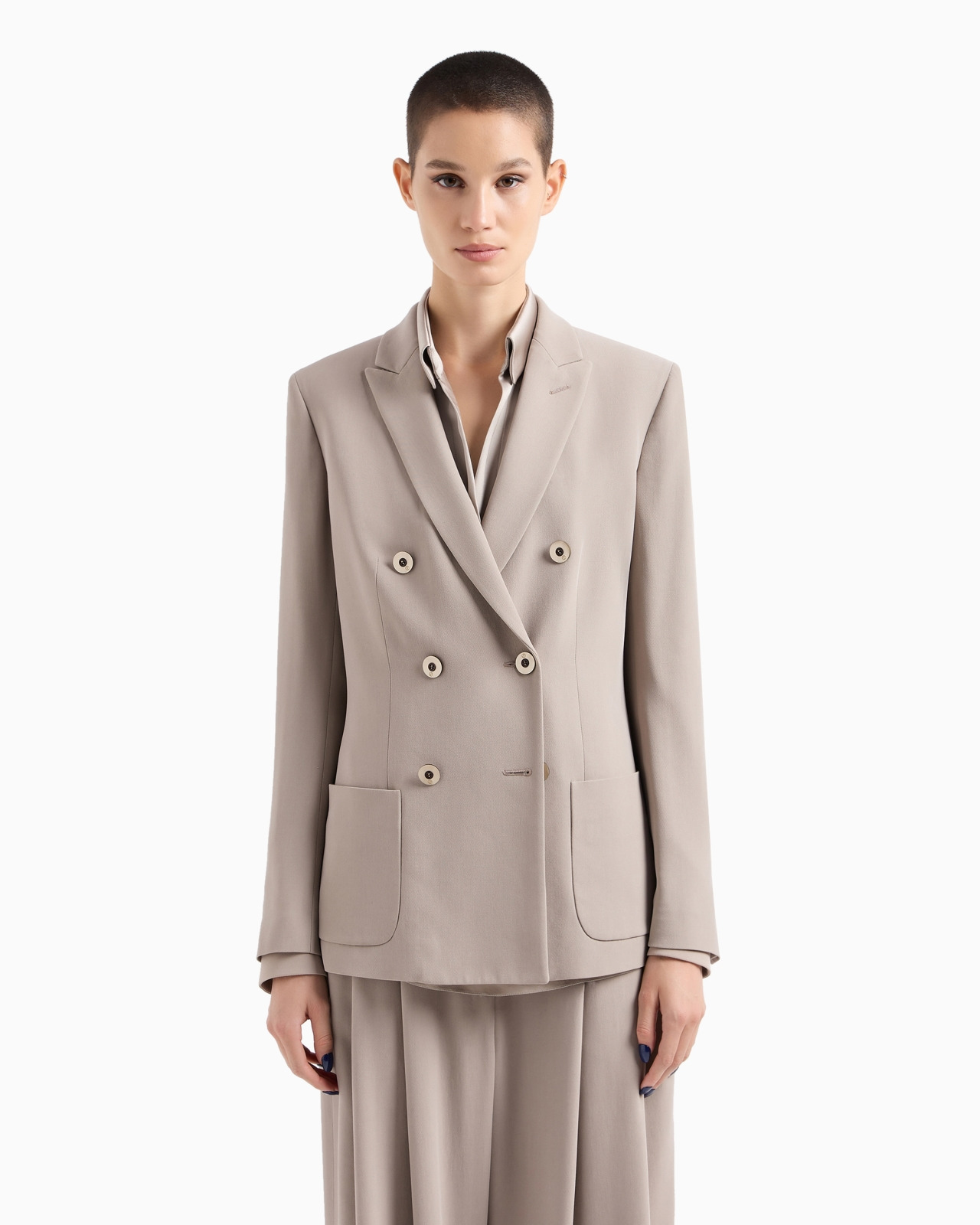 Washed silk double-breasted jacket - 2