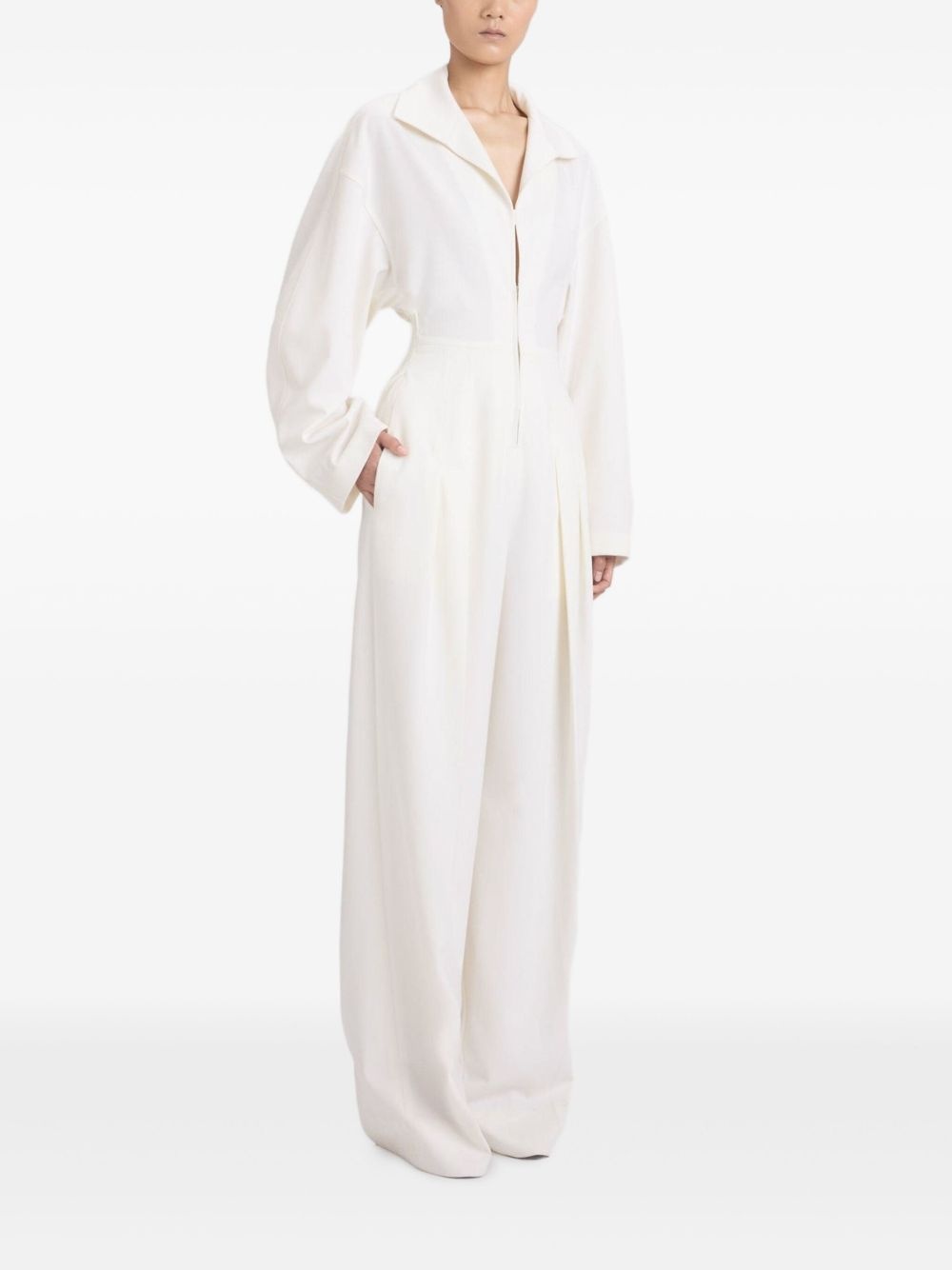 pleated tab-detail jumpsuit - 3