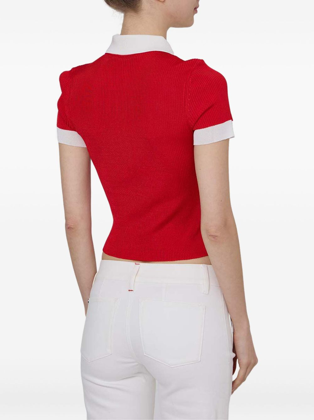 Martha ribbed-knit polo top - 4