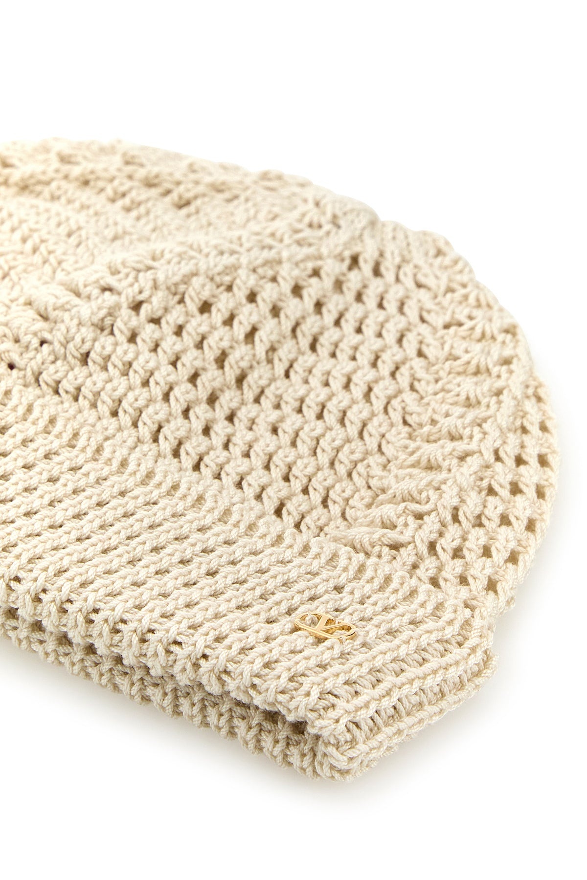 Sand cotton Knitted VLogo Signature beanie hat - 3