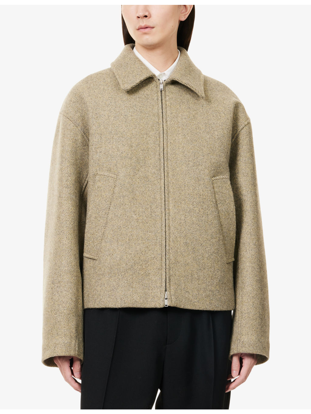Bitonal Oversized Wool Blouson Jacket - 3