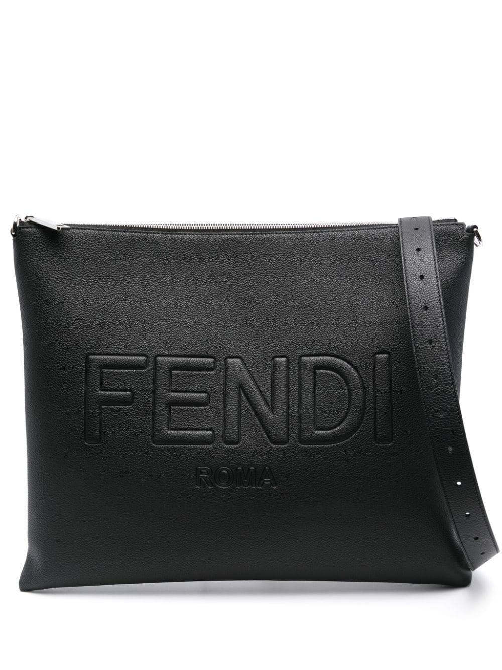 logo-stitched clutch bag - 1