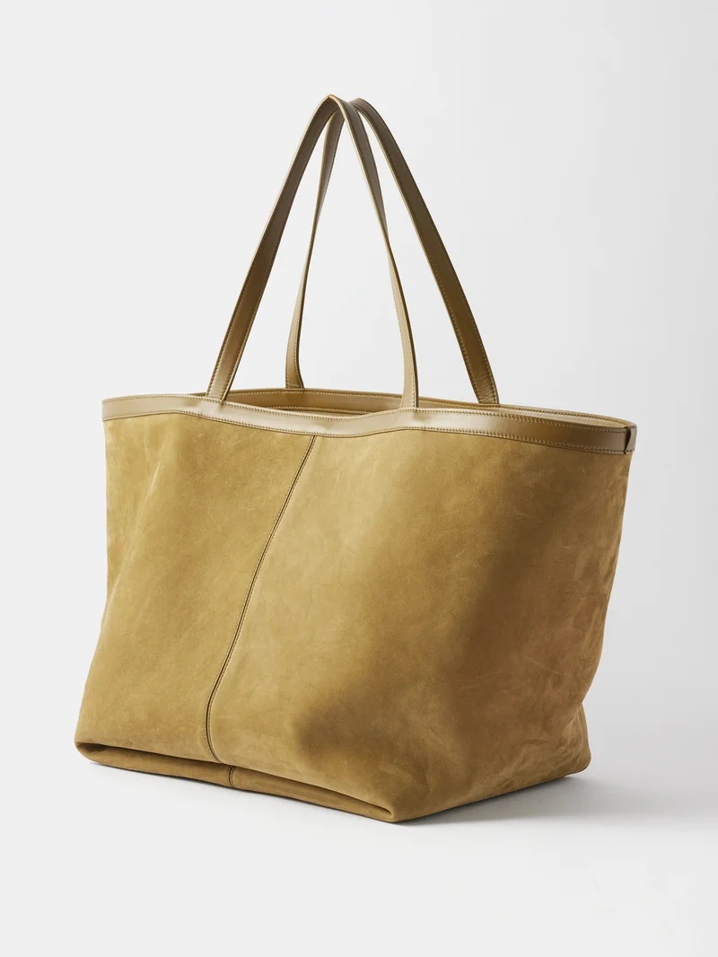 Brown Flip Flap suede and leather tote bag, Bottega Veneta