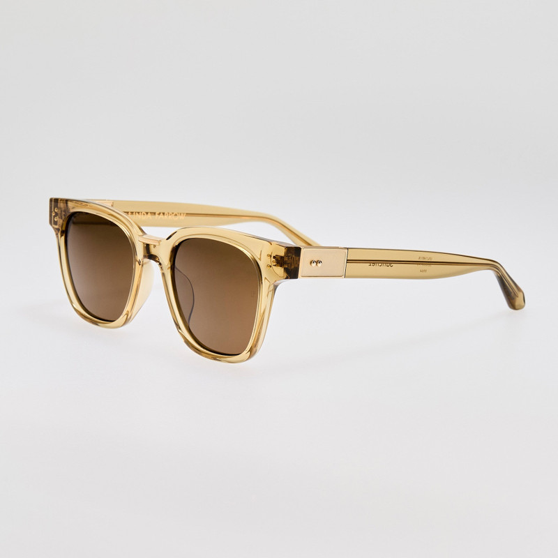 LINDA FARROW Sanchez Sunglasses in Khaki and Gold outlook