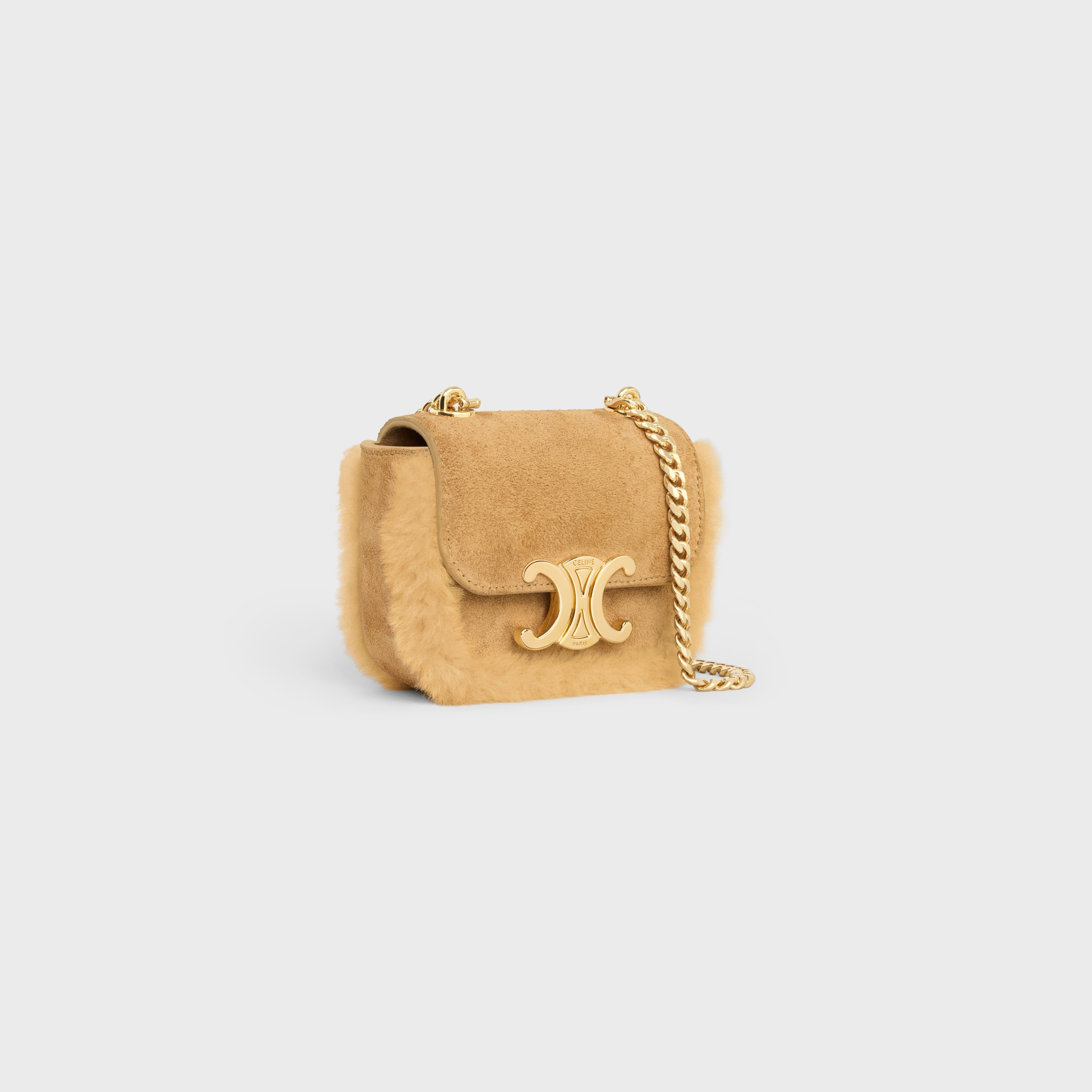 MINI CHAIN CLAUDE in SUEDE CALFSKIN AND SHEARLING - 2
