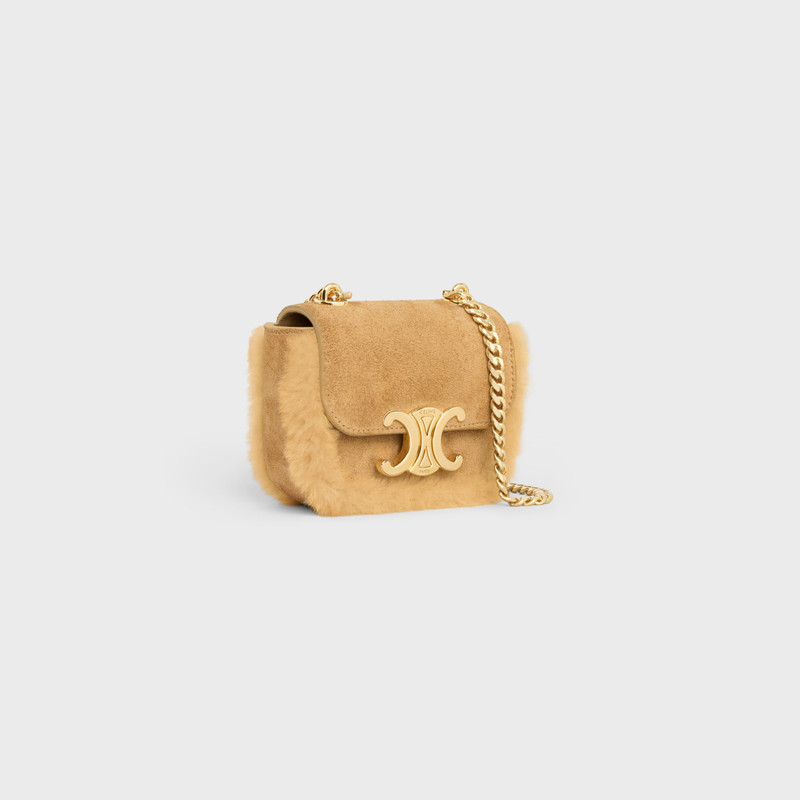 CELINE MINI CHAIN CLAUDE in SUEDE CALFSKIN AND SHEARLING outlook