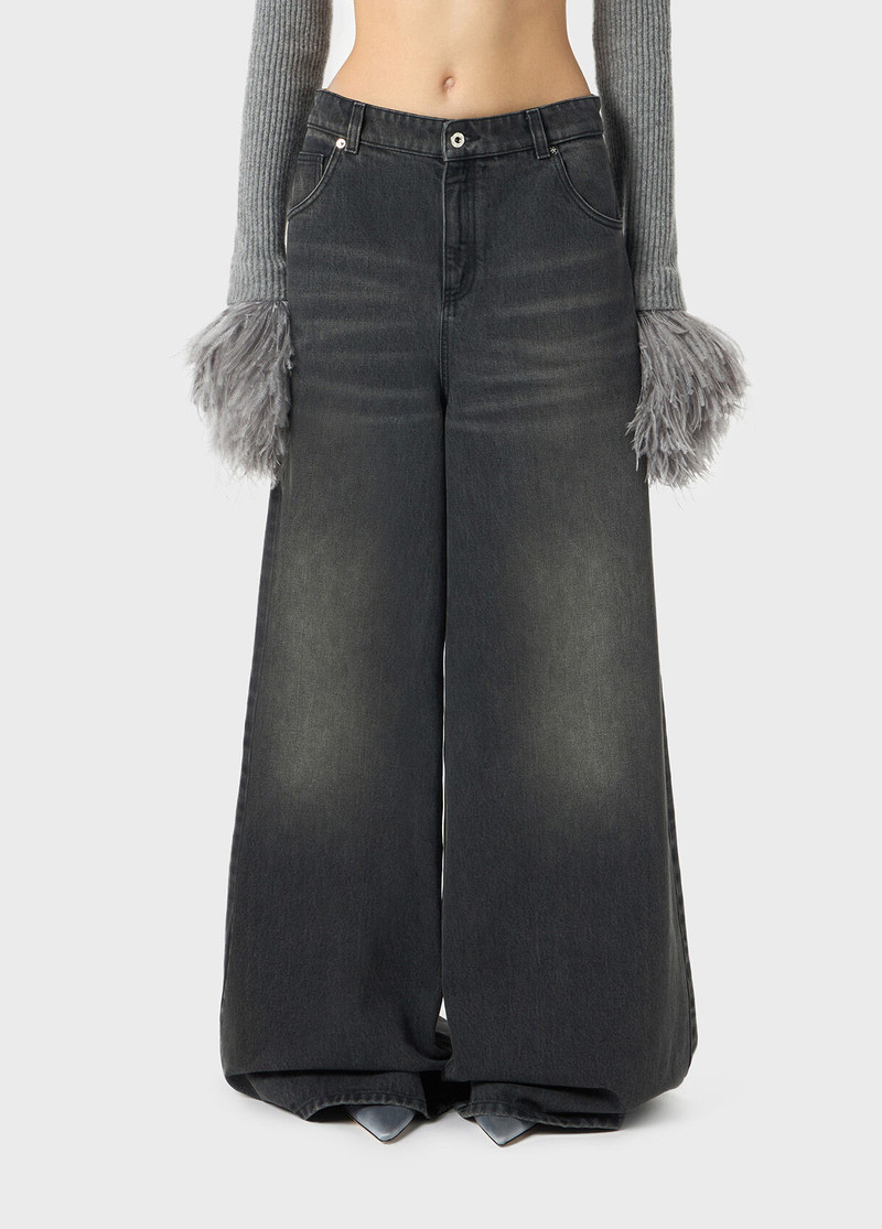 Blumarine STONE-WASHED SUPERWIDE-LEG DENIM JEANS outlook