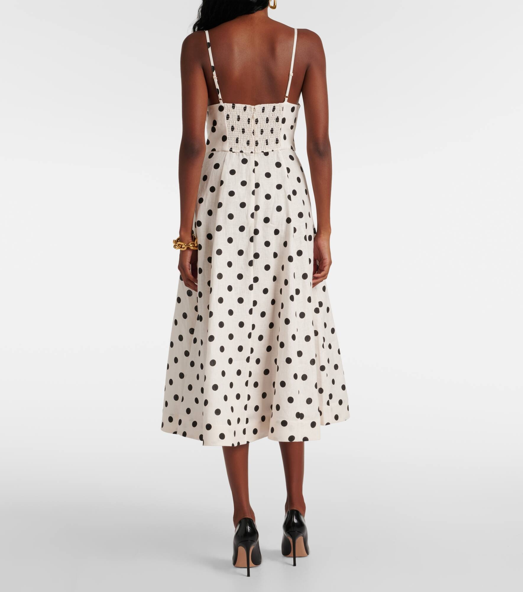 Polka-dot linen midi dress - 3