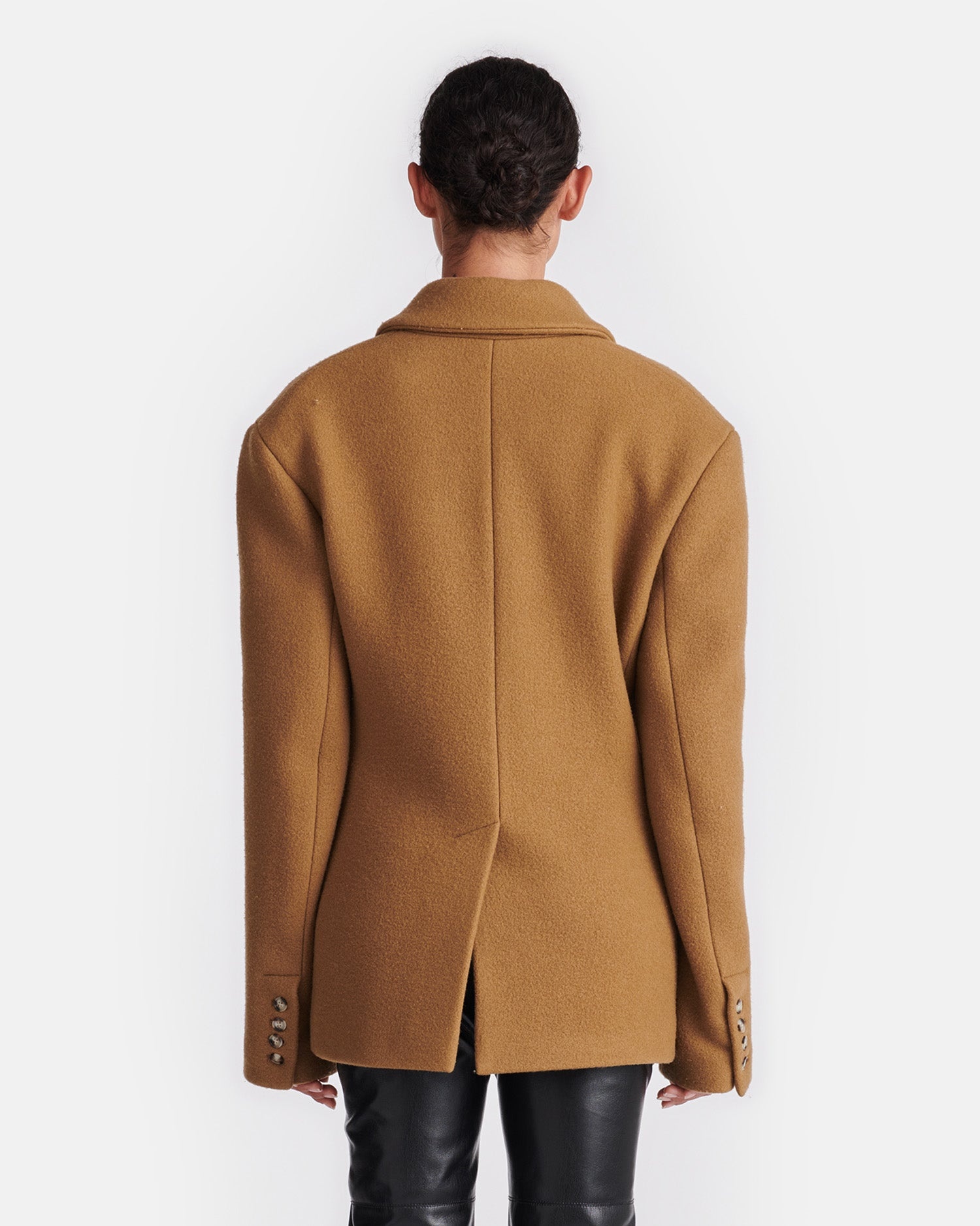 Cinched-Waist Felted Wool Blazer - 3