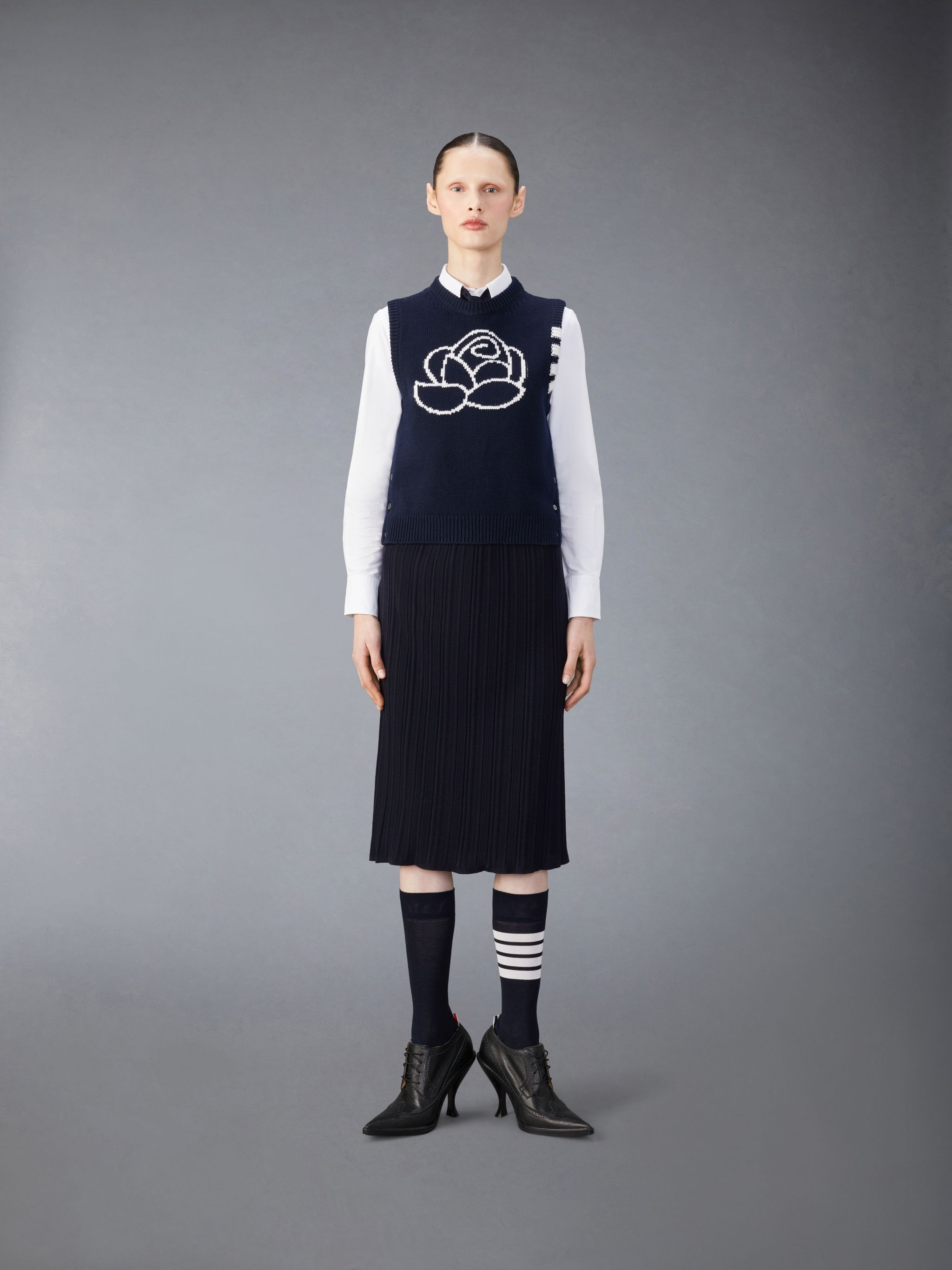 Wool 4-Bar Rose Icon Shell Top - 3