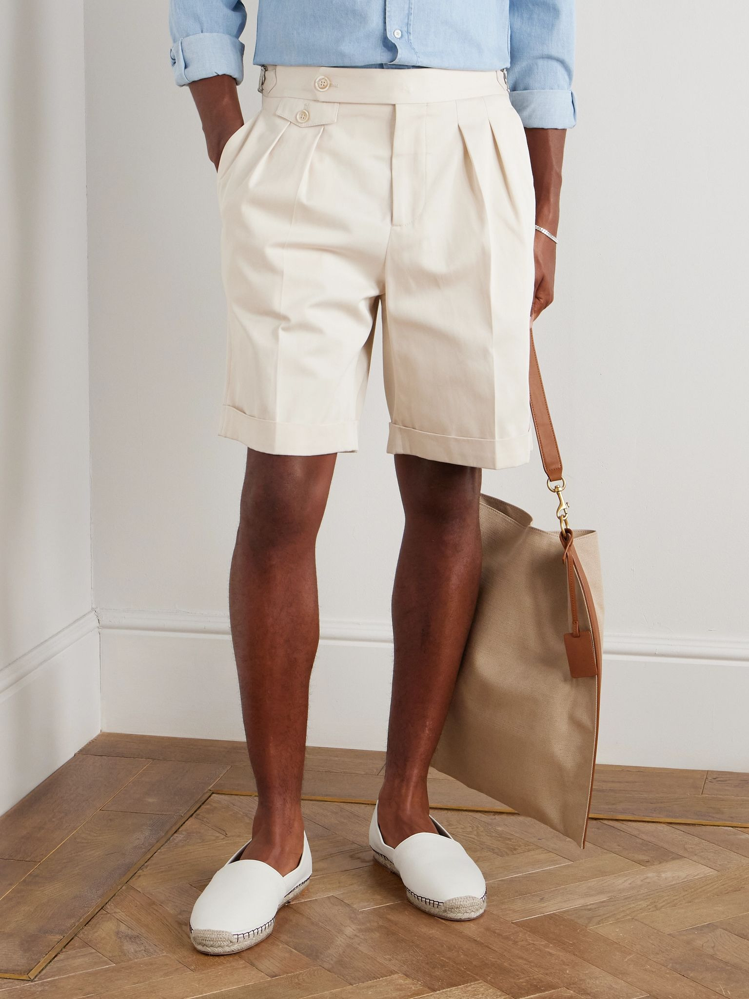 Leather-Trimmed Canvas Espadrilles Cream - 2