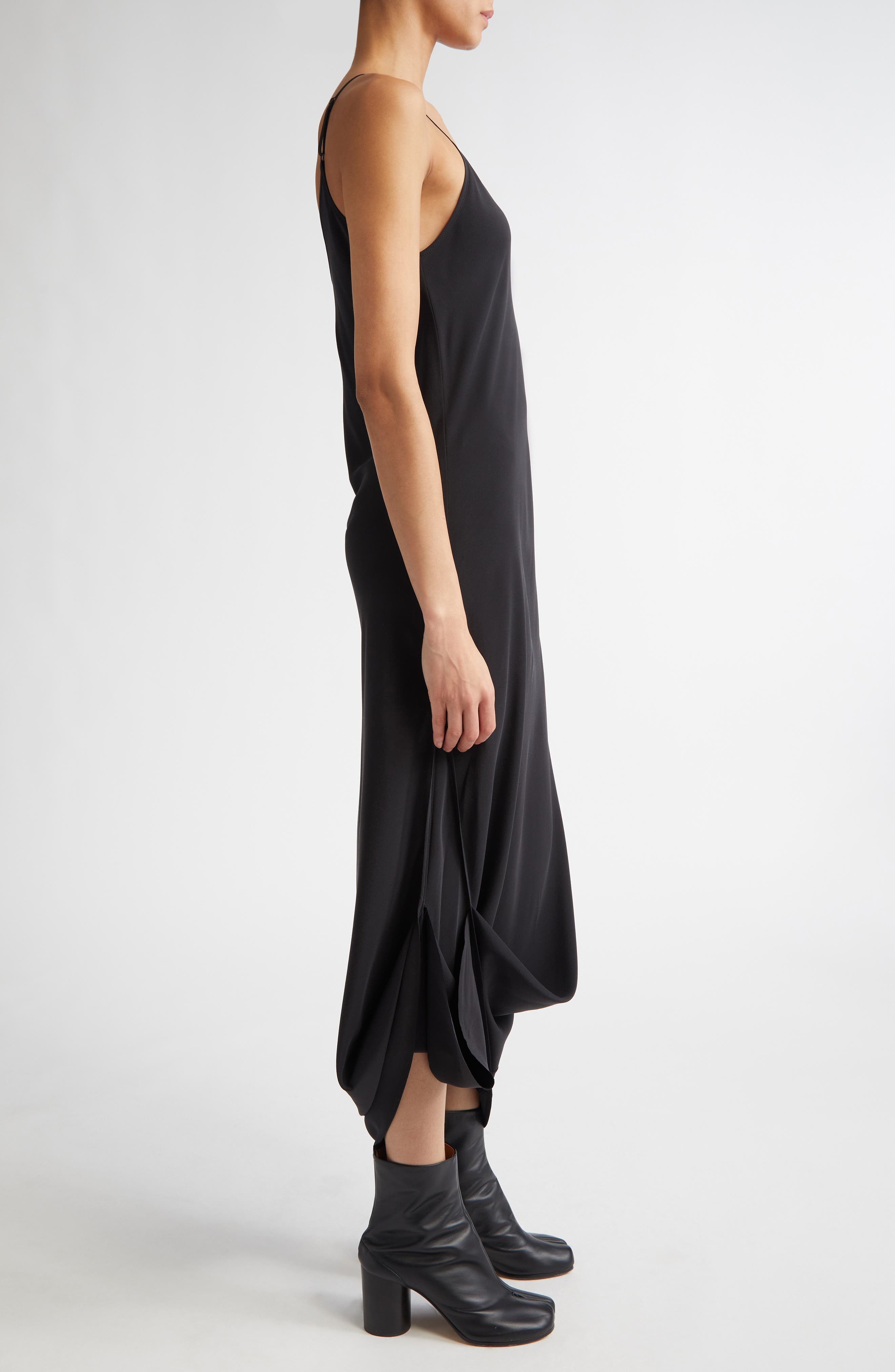 MM6 Maison Margiela Convertible Silk Slipdress in Black at Nordstrom - 4