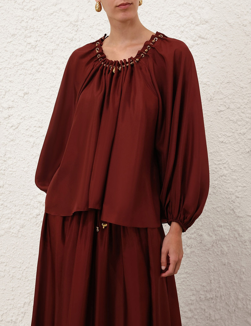 Zimmermann ASTER GATHERED BEAD BLOUSE outlook