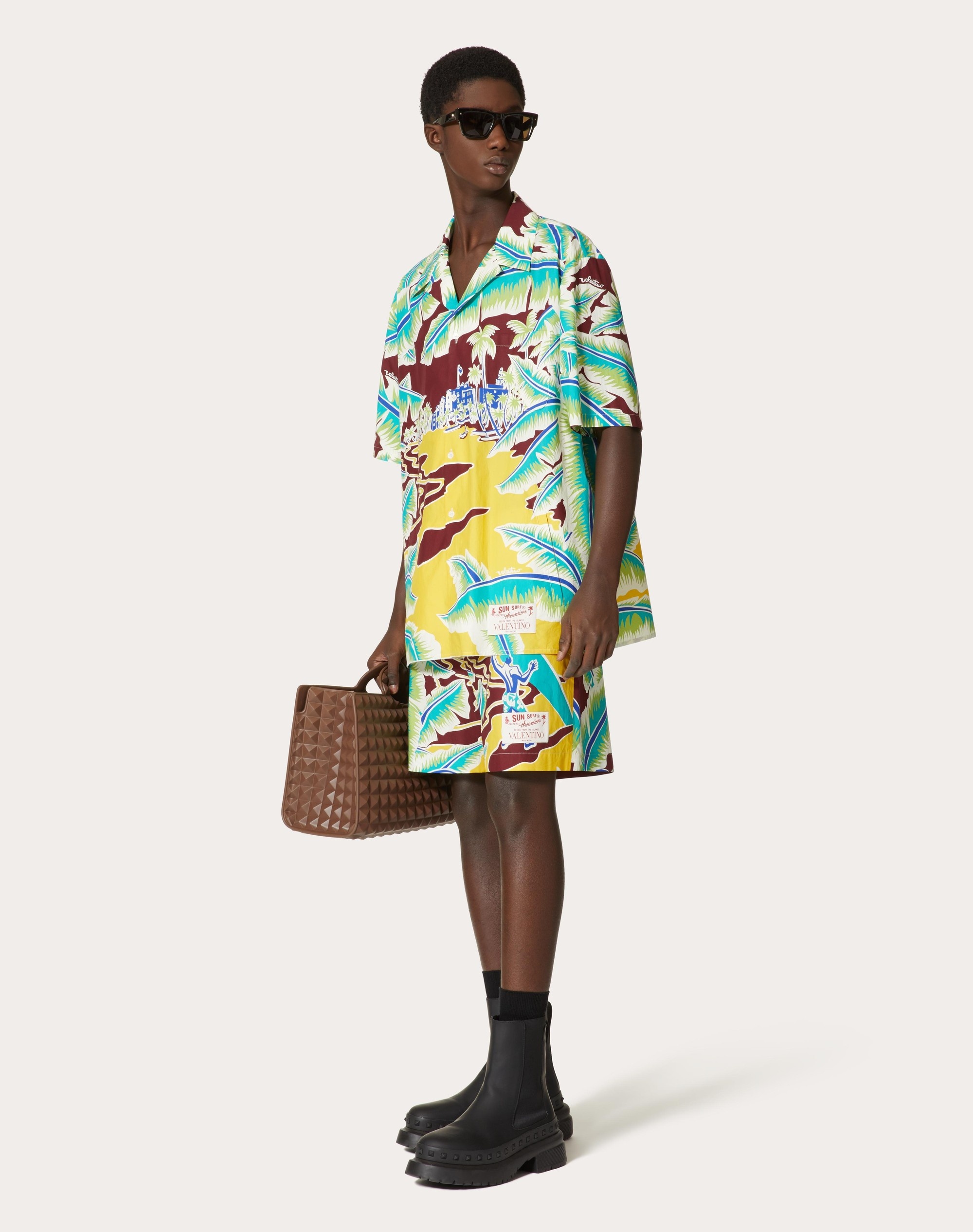 COTTON BOWLING SHIRT WITH SURF RIDER PRINT - 2