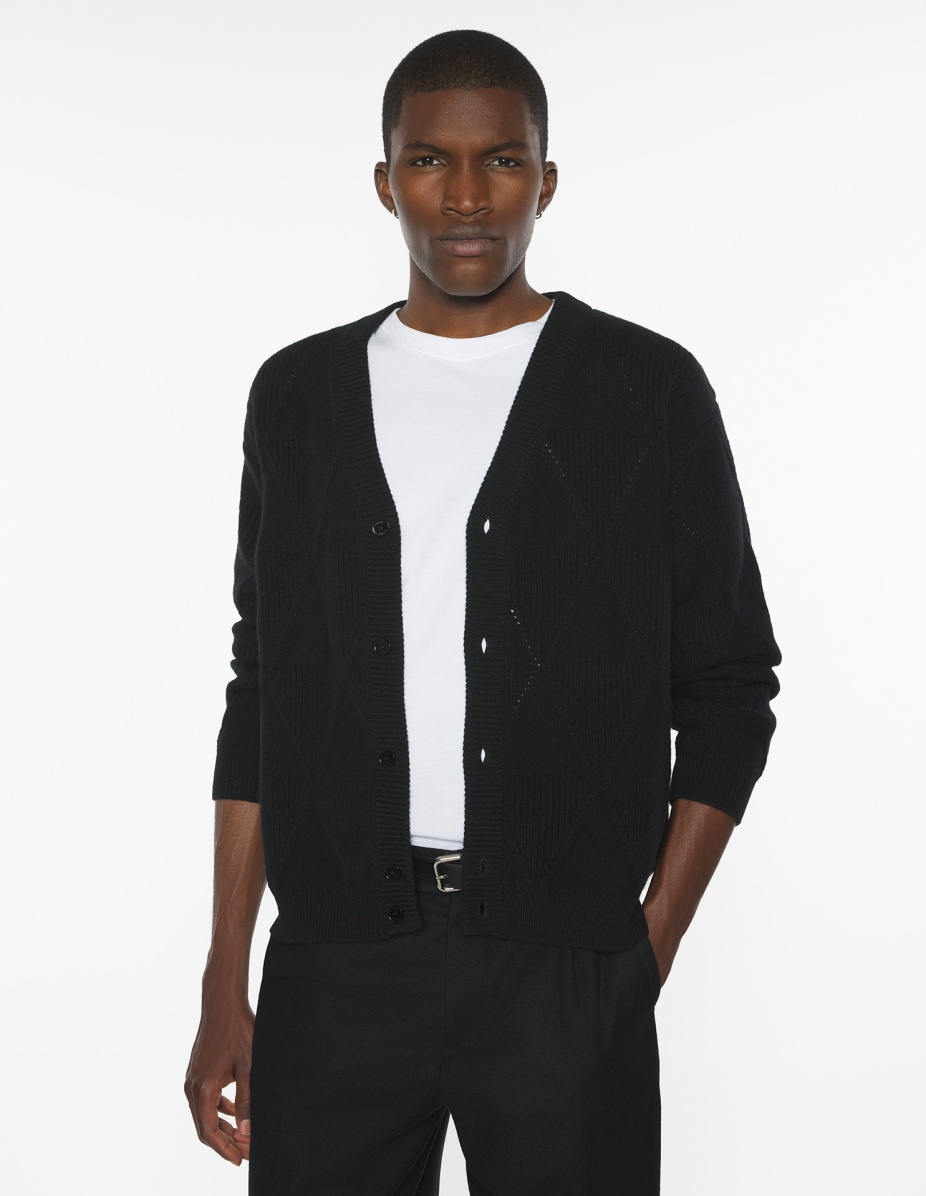 TEXTURED WOOL ARGYLE CARDIGAN - 3