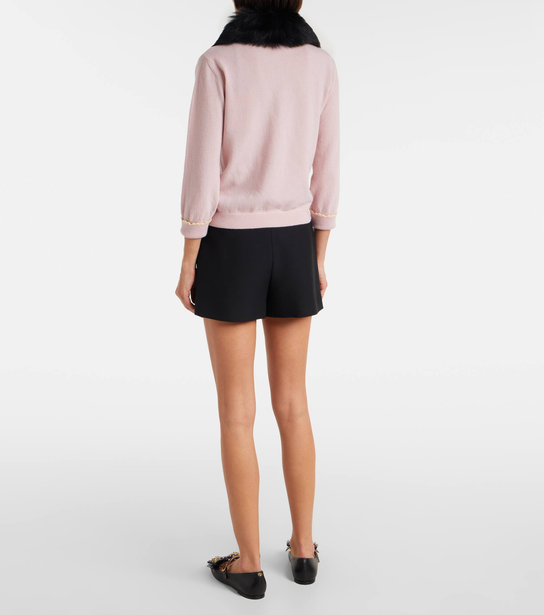 Shearling-trimmed virgin wool cardigan - 3