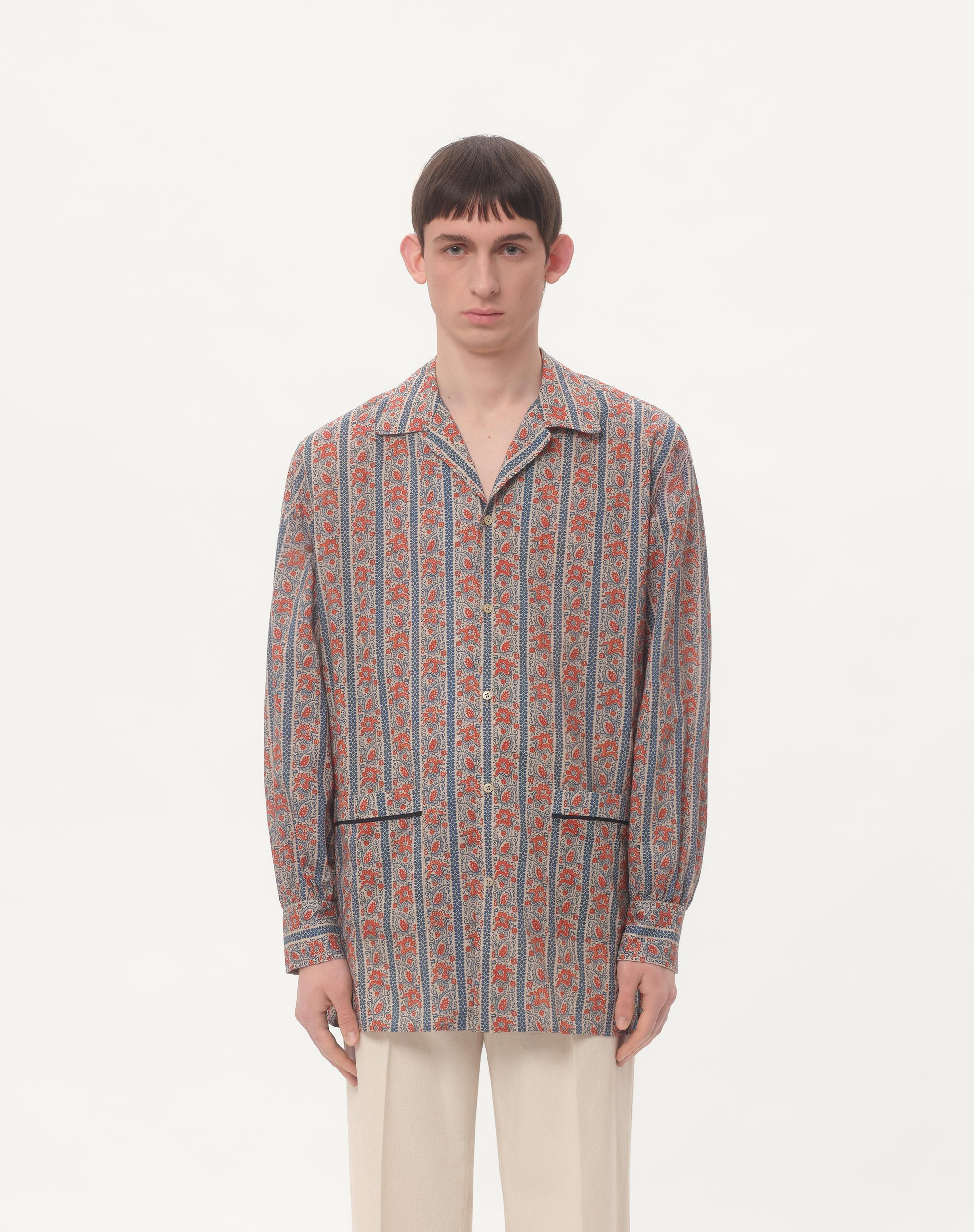 COTTON MUSLIN PAJAMA SHIRT WITH VOYAGE IMAGINAIRE PRINT - 6