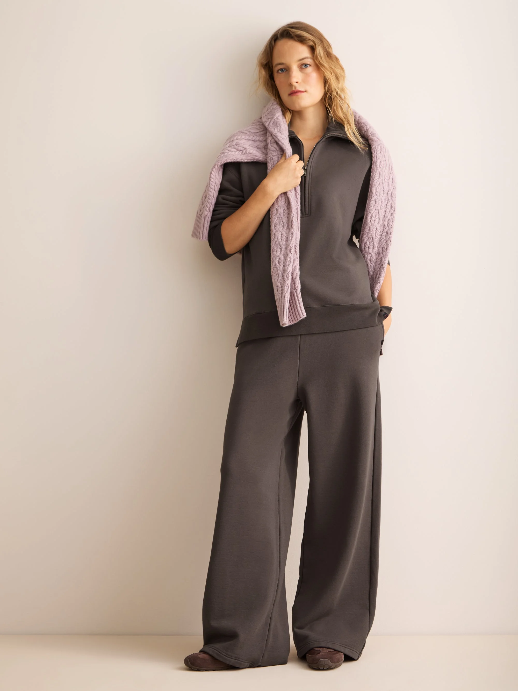 Harley Cotton Modal Wide Leg Sweatpants Espresso Brown - 1