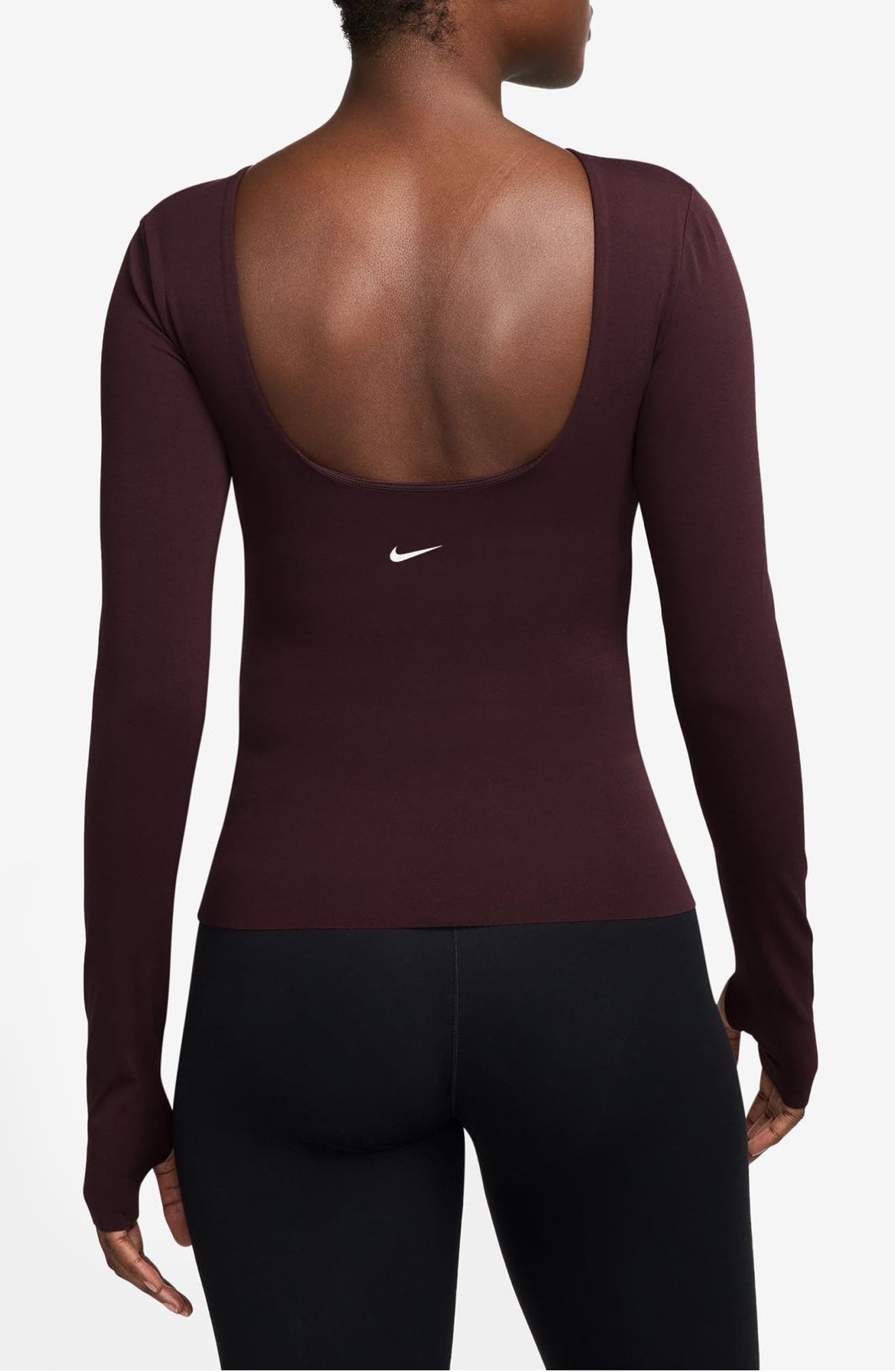 Nike Zenvy Dri-FIT Open Back Top in Burgundy Crush/White at Nordstrom - 2