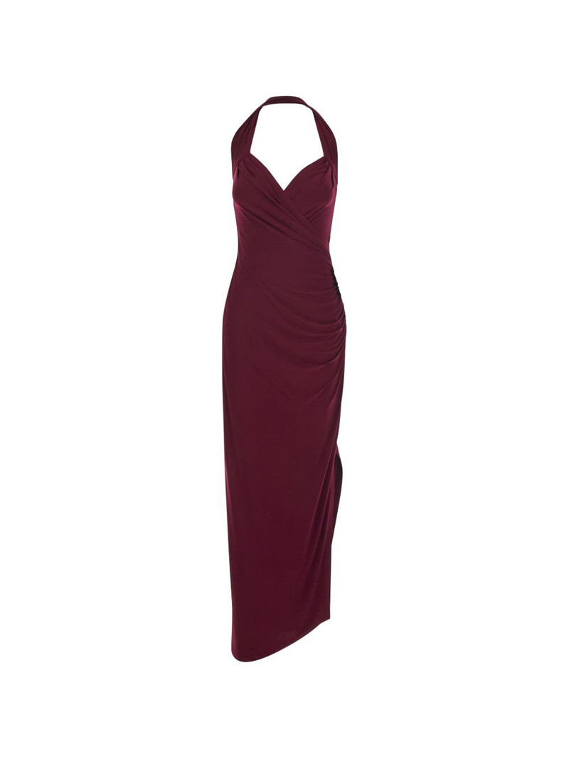 halterneck draped dress 1