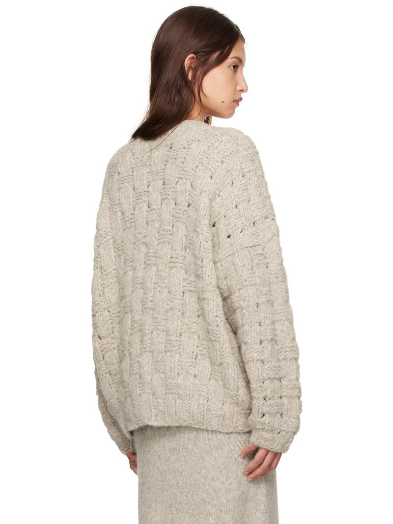 Gray Handknit Interlace Sweater 3