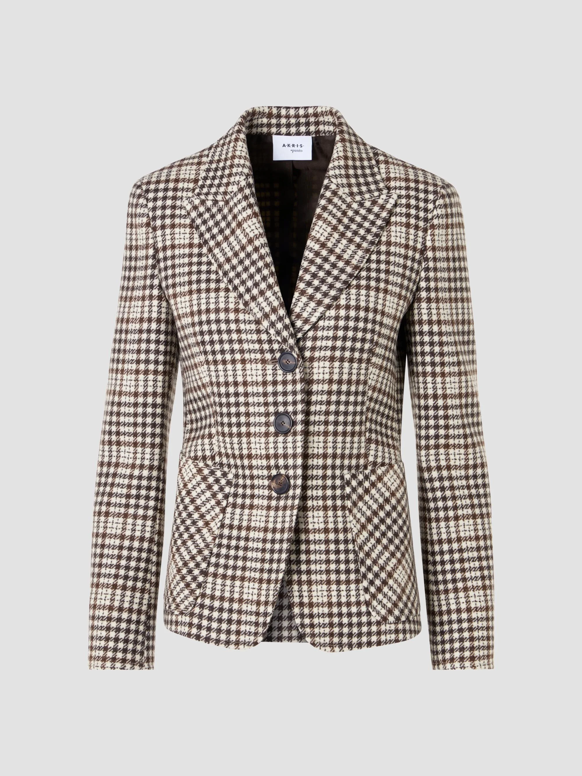 Women's Tweed Check Wool-Blend Blazer - Winter White Espresso - 1