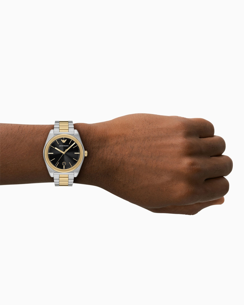 EMPORIO ARMANI THREE-HAND TWO-TONE STAINLESS STEEL WATCH outlook