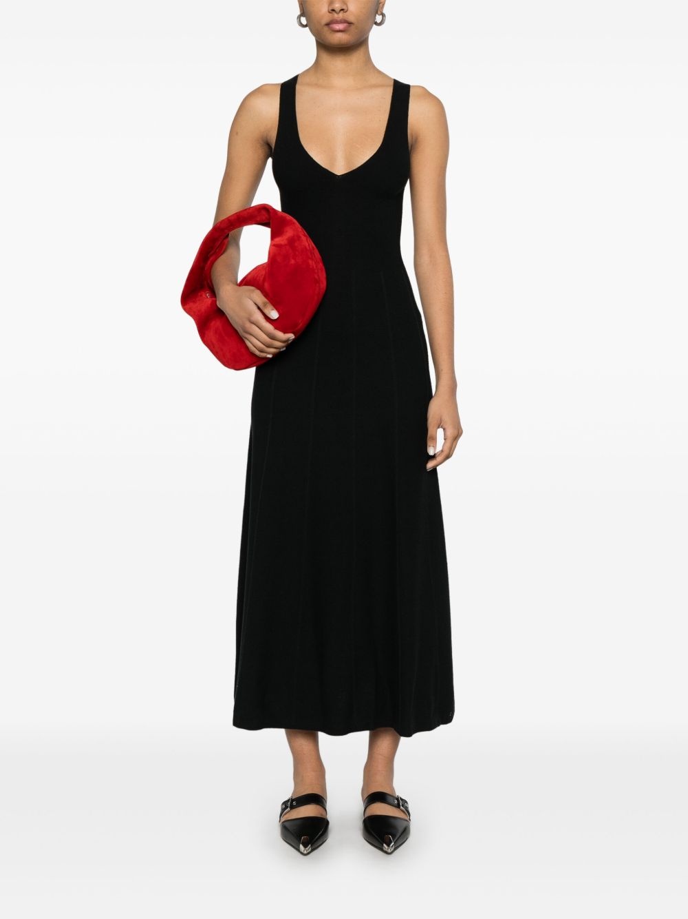 v-neck midi dress - 2