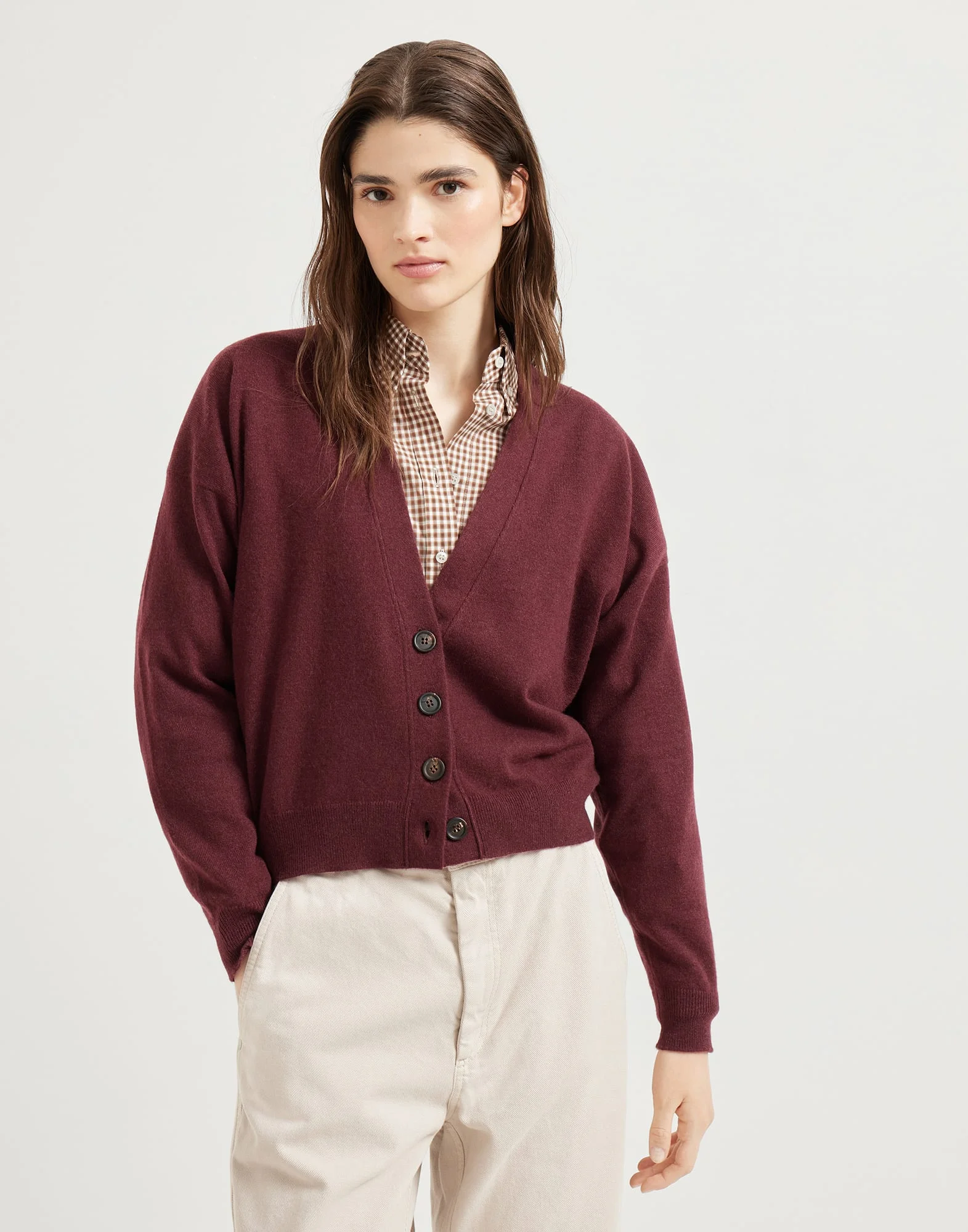 Cashmere cardigan with monili - 1