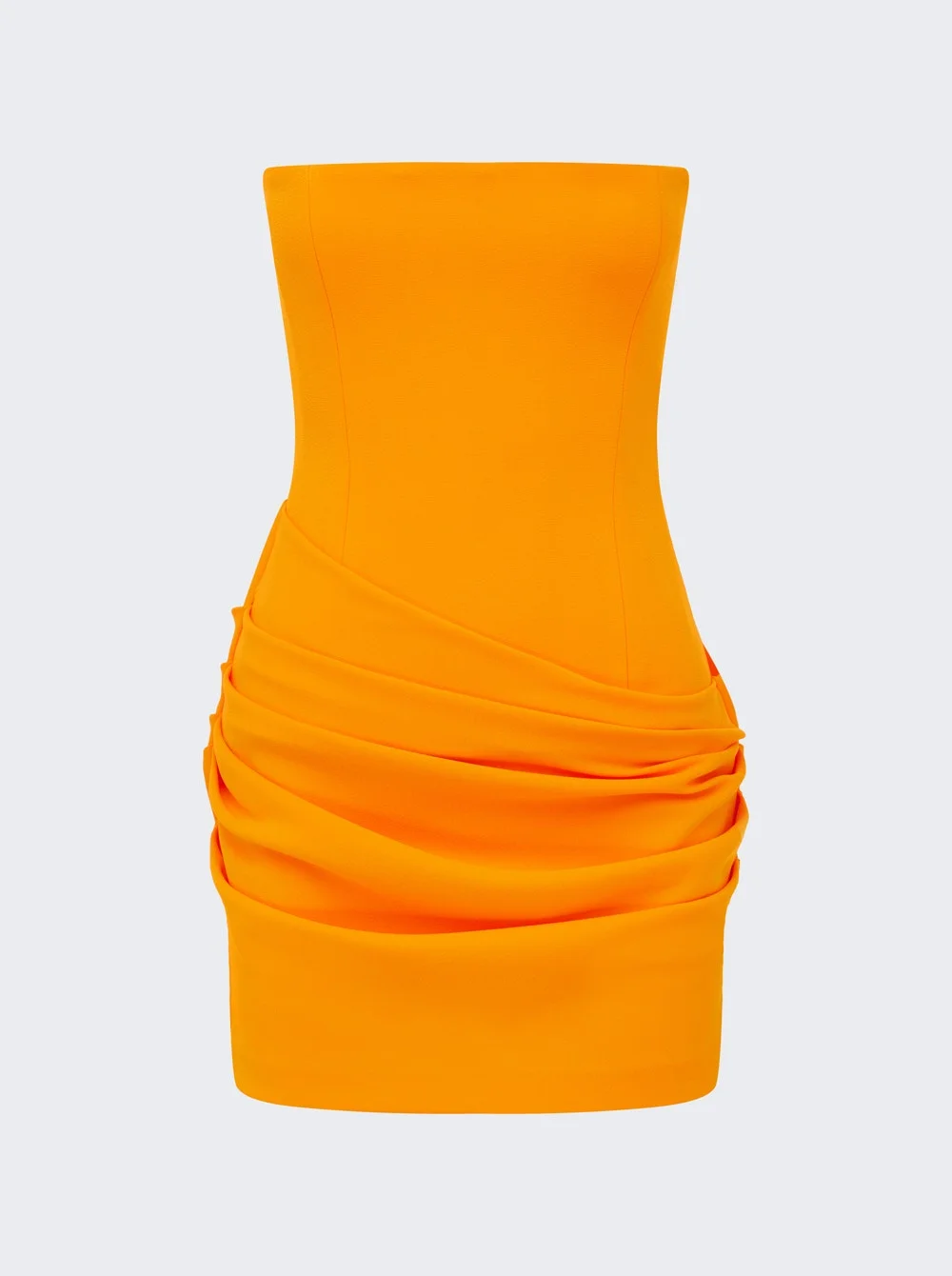 Strapless Draped Mini Dress In Stretch Crepe Orange - 1
