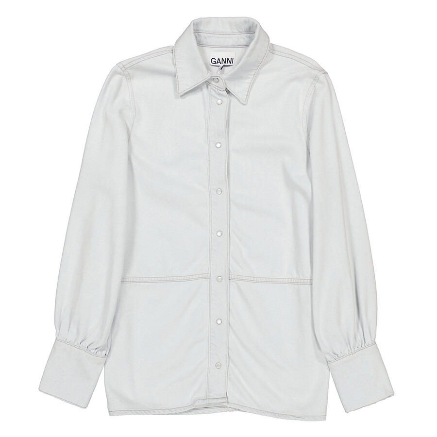 Ganni Ladies Light Blue Vintage Denim Future Shirt - 5