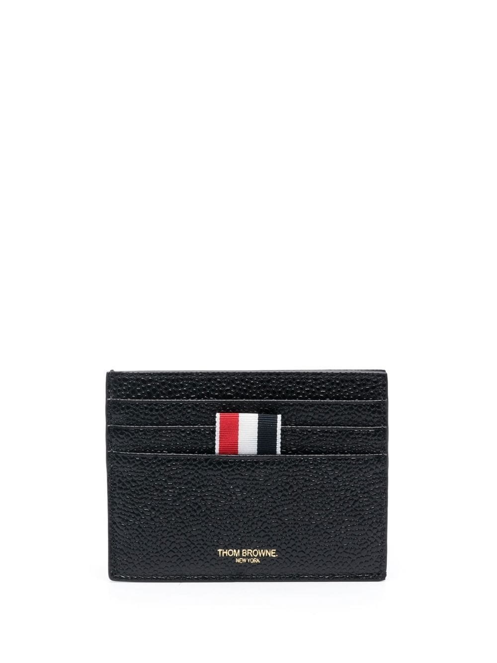 Card Holder With Note Compartment In Black Pebble Grain - 2