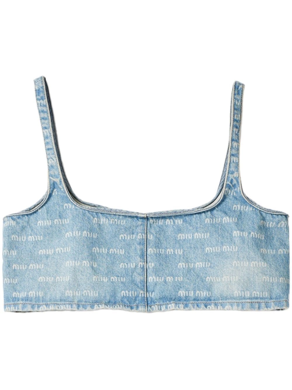 logo-print denim crop top - 1